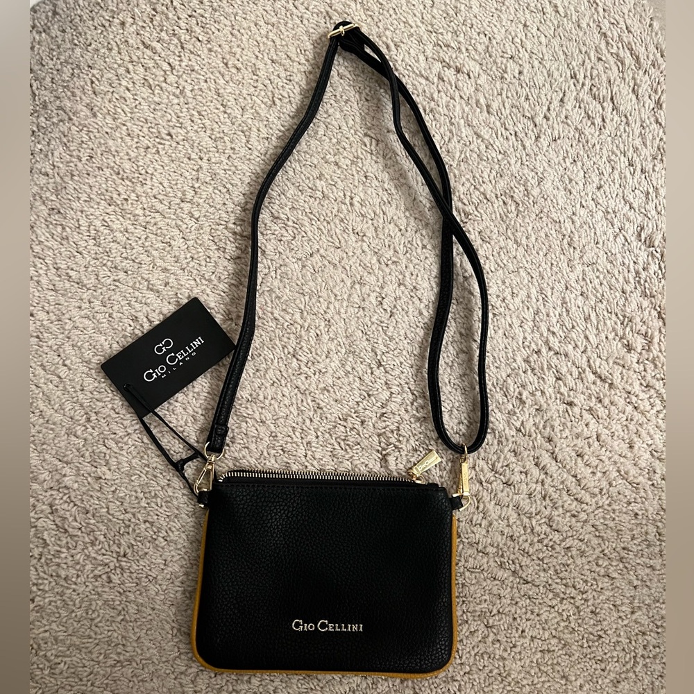 Gio Cellini Black Leather Crossbody Bag